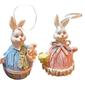 Easter Bunny Couple Lightweight Hanging Ornaments